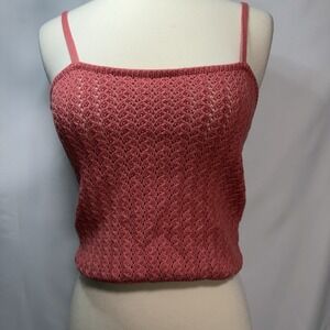pink textured knit cami top ACTIVE USA Size L